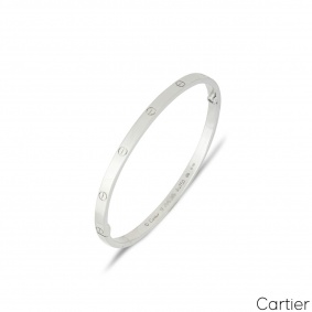 Cartier White Gold Plain Love Bracelet SM Size 17 B6047417 Cartier White Gold Plain Love Bracelet SM Size 17 B6047417